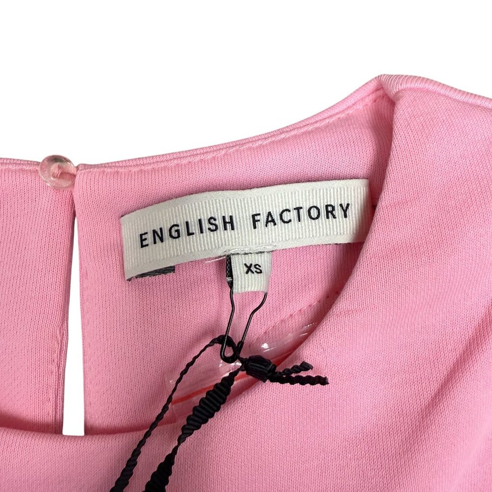NWT Women's ENGLISH FACTORY Pleated Puff Sleeve‎ Mini Dress Pink | Size XS - Picture 8 of 13